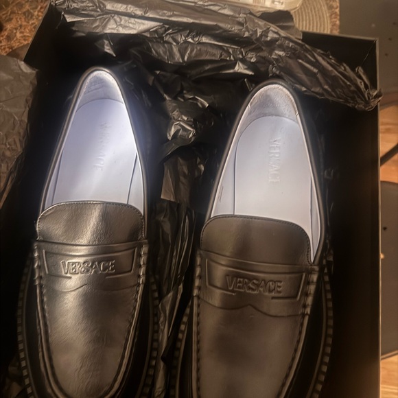 Authentic Versace Men's Elegant Black Slip-On Loafers